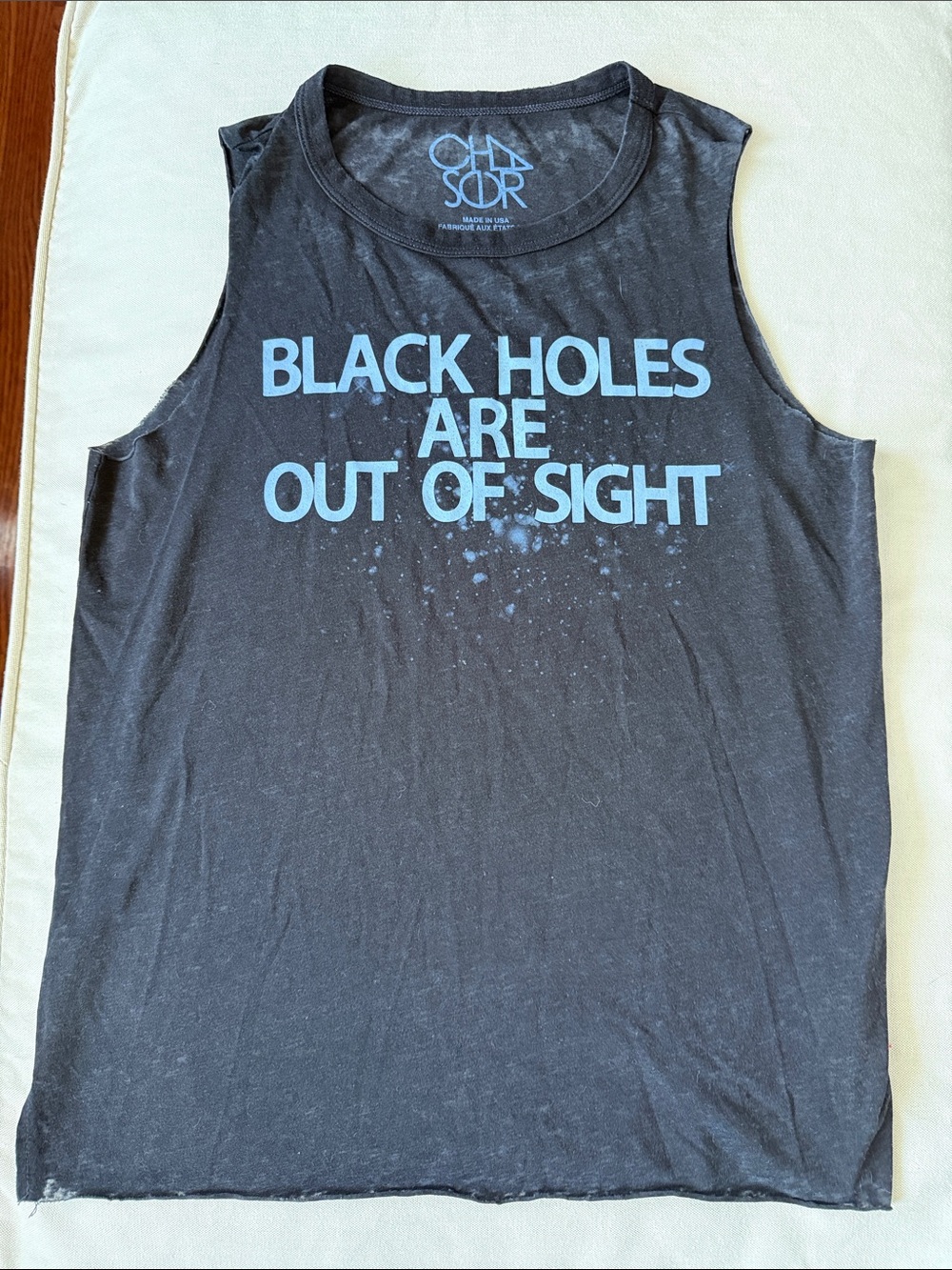 Chaser Black Graphic Tank with Light Blue Text
